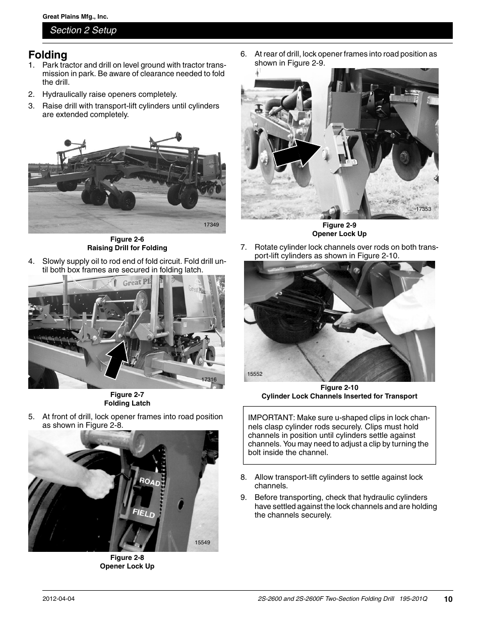 Folding | Great Plains 2S-2600F Predelivery Manual User Manual | Page 12 / 17