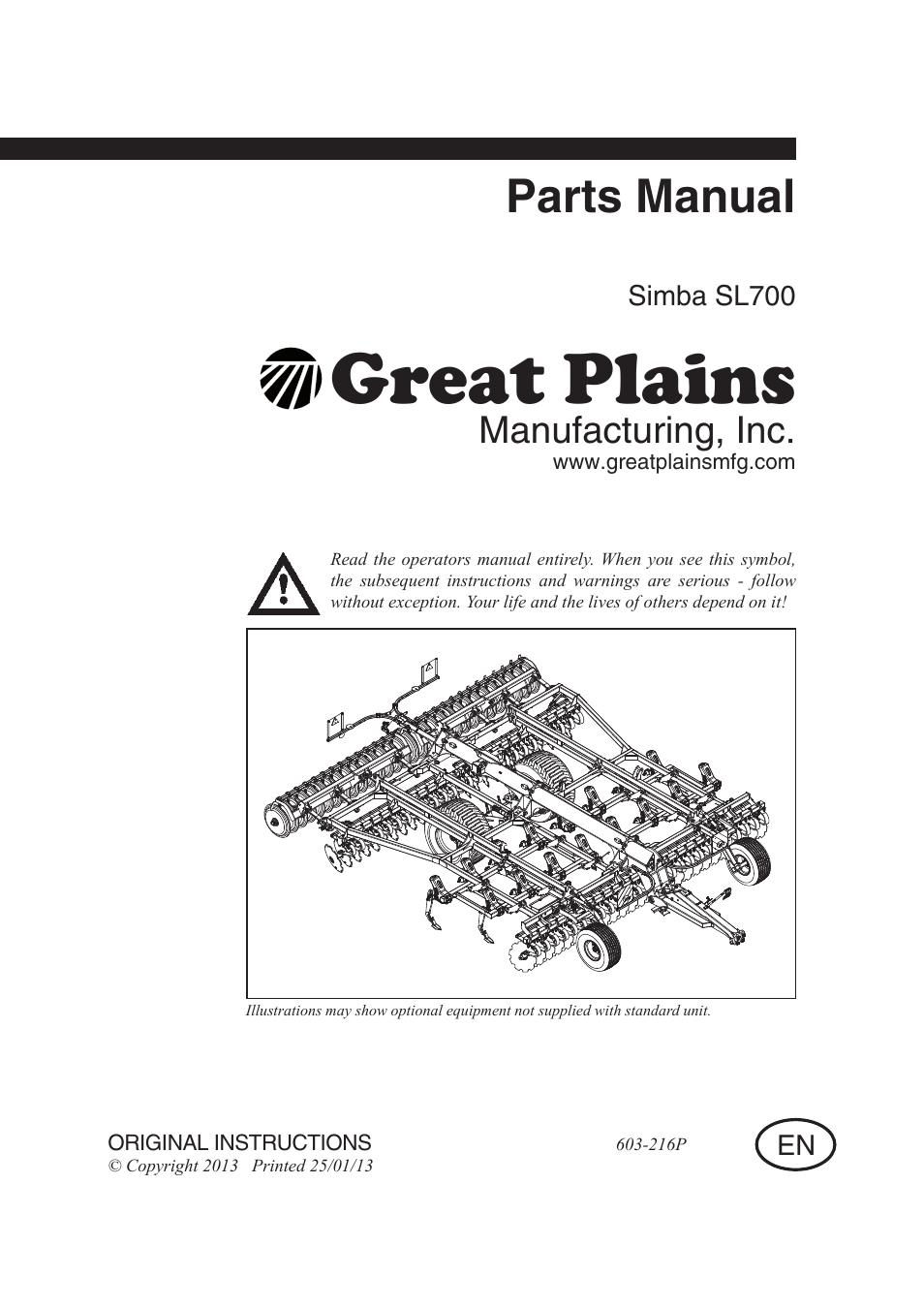 Great Plains SL700 Parts Manual User Manual | 140 pages