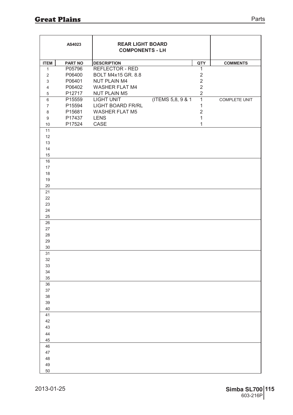 Great Plains SL700 Parts Manual User Manual | Page 115 / 140