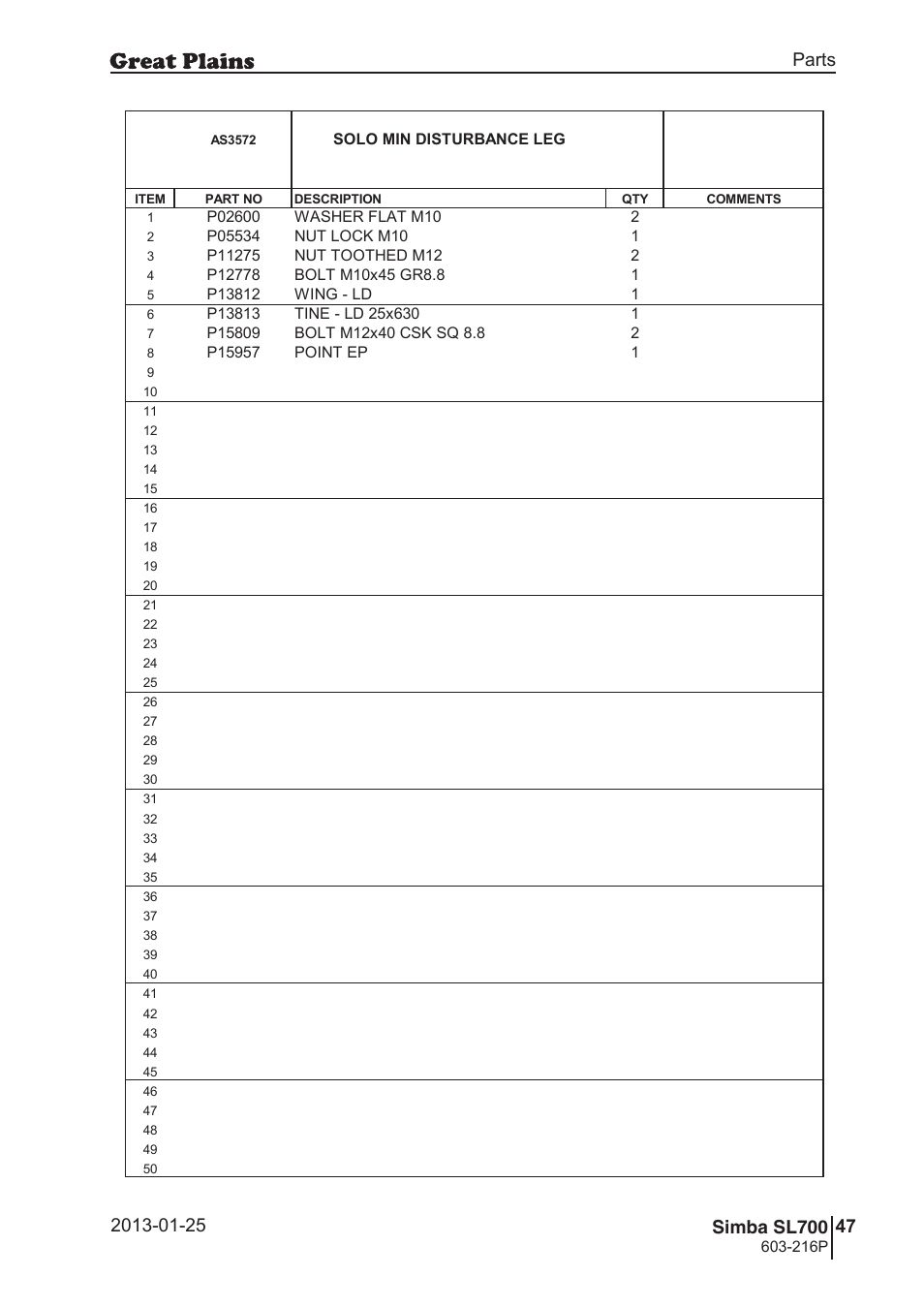 Great Plains SL700 Parts Manual User Manual | Page 47 / 140