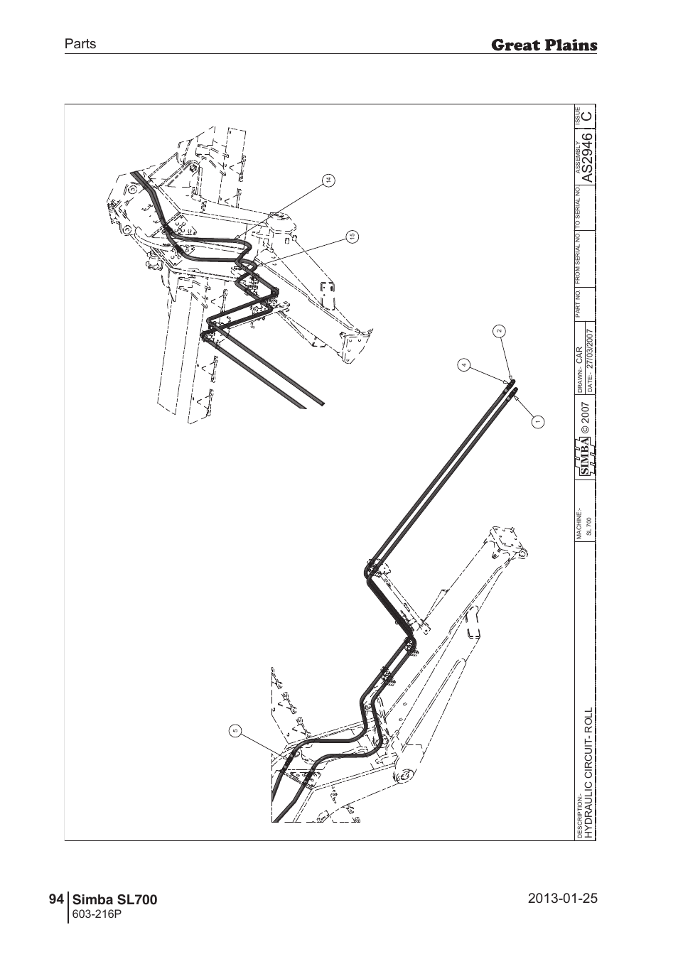Sl700, 128 7. parts and assembly, Cas 29 46 | Operating instructions, 216p | Great Plains SL700 Parts Manual User Manual | Page 94 / 140