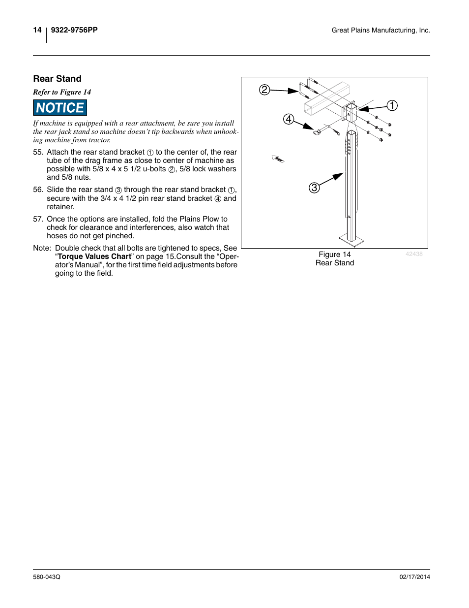 Rear stand | Great Plains 9756PP Predelivery Manual User Manual | Page 18 / 48