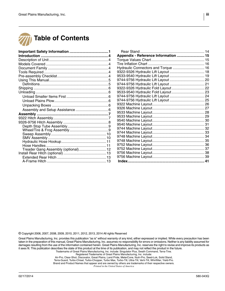 Great Plains 9756PP Predelivery Manual User Manual | Page 3 / 48