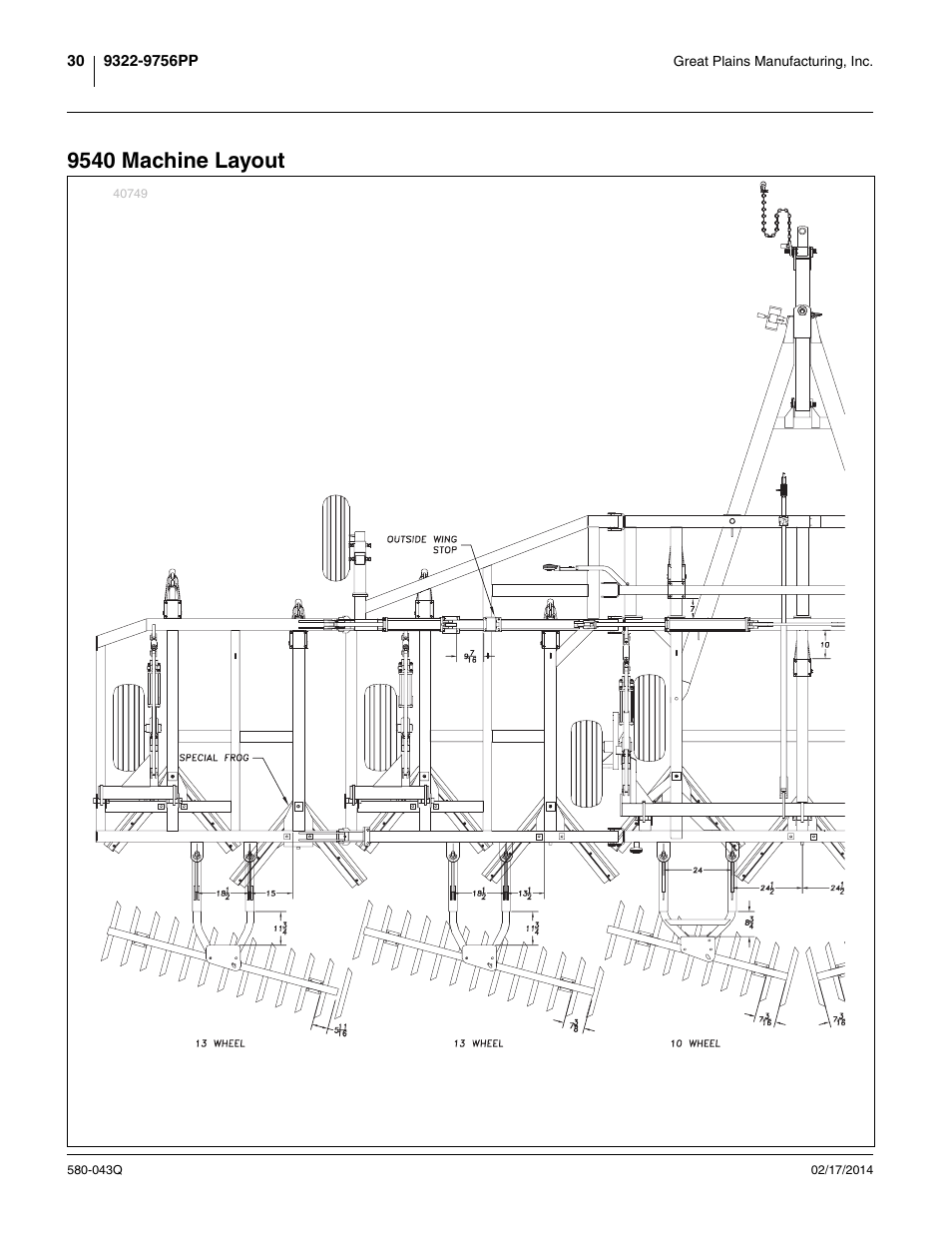 9540 machine layout | Great Plains 9756PP Predelivery Manual User Manual | Page 34 / 48
