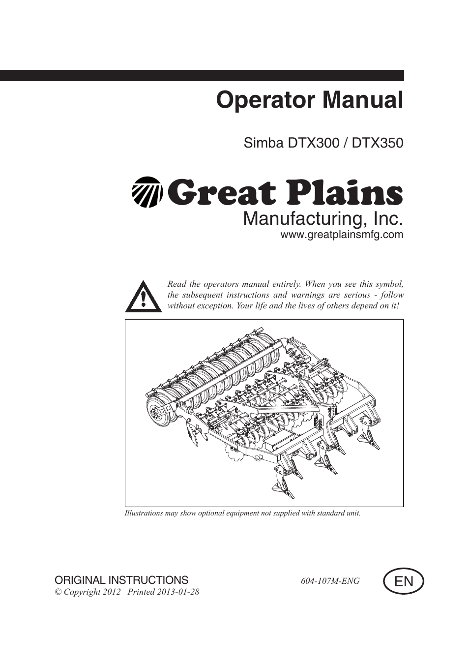 Great Plains DTX350 Operator Manual User Manual | 34 pages