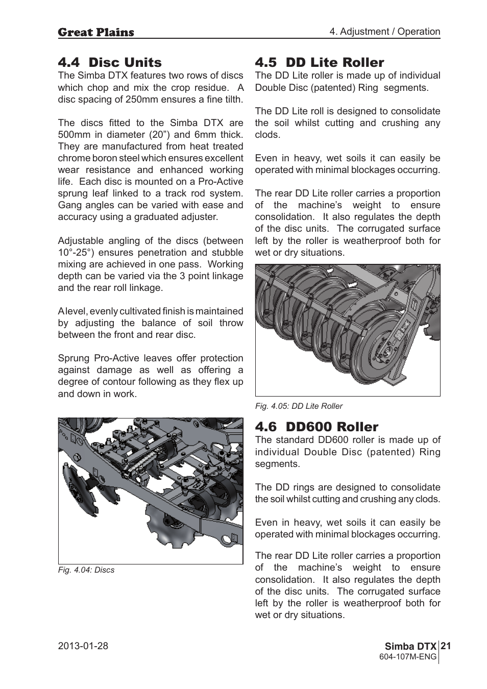 4 disc units, 5 dd lite roller, 6 dd600 roller | Great Plains DTX350 Operator Manual User Manual | Page 21 / 34