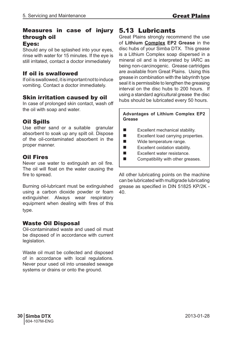 13 lubricants | Great Plains DTX350 Operator Manual User Manual | Page 30 / 34
