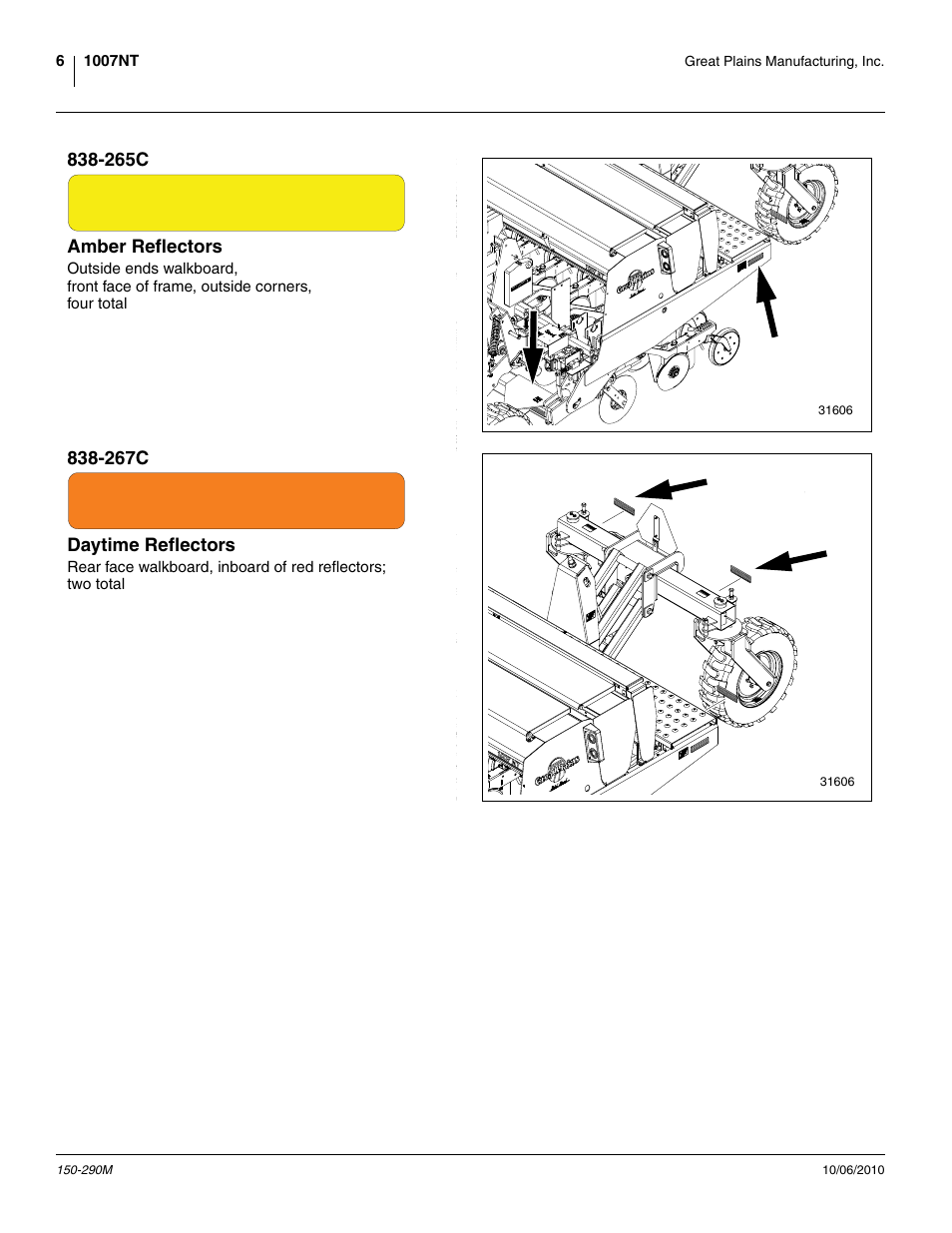 265c amber reflectors, 267c daytime reflectors | Great Plains 1007NT Operator Manual User Manual | Page 10 / 88