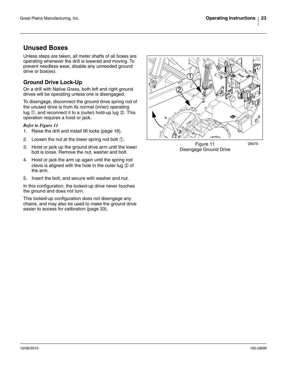 Unused boxes, Ground drive lock-up | Great Plains 1007NT Operator Manual User Manual | Page 27 / 88