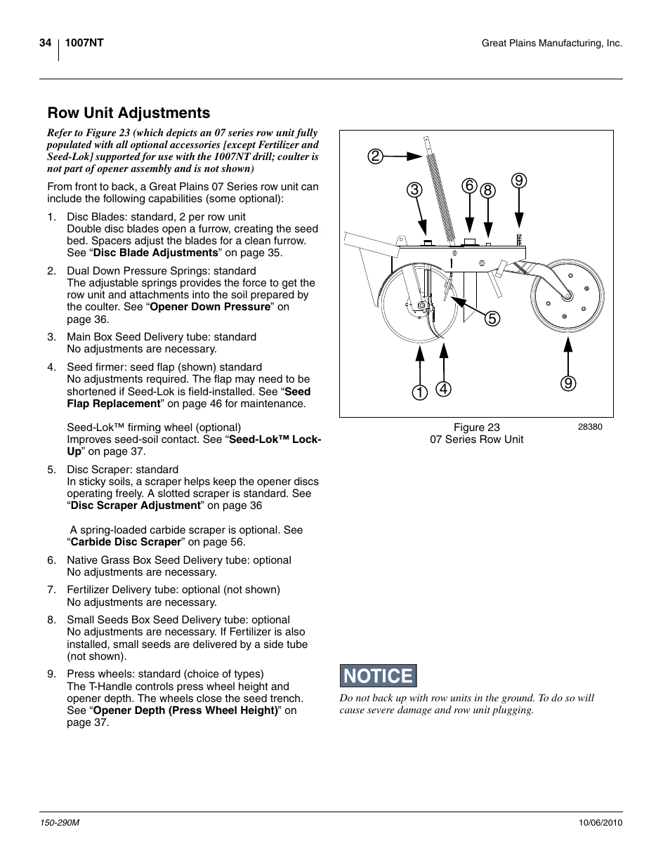 Row unit adjustments | Great Plains 1007NT Operator Manual User Manual | Page 38 / 88