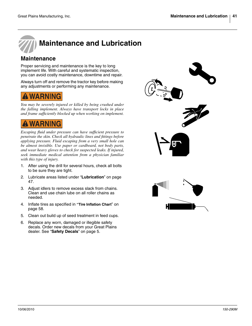 Maintenance and lubrication, Maintenance | Great Plains 1007NT Operator Manual User Manual | Page 45 / 88