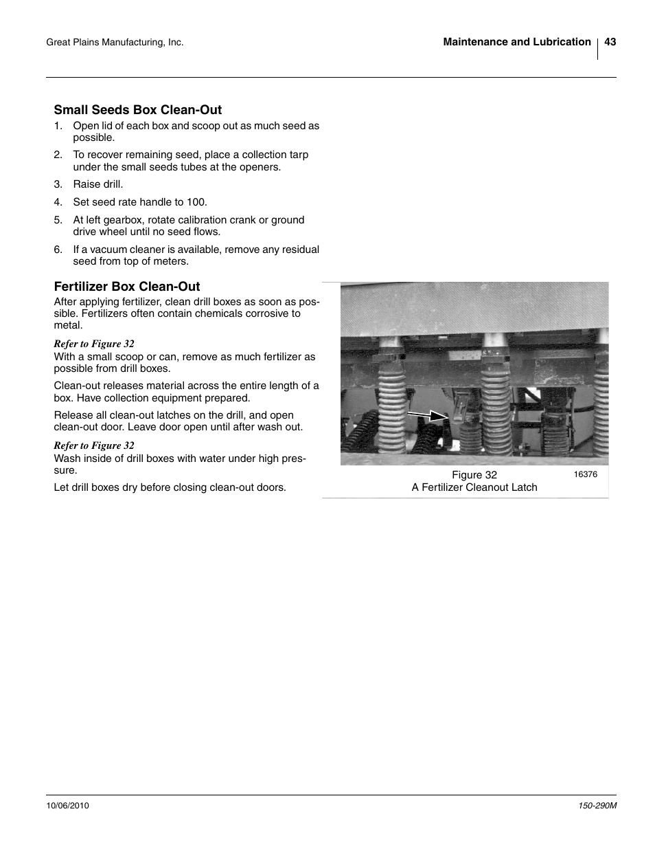 Small seeds box clean-out, Fertilizer box clean-out, Small seeds box clean-out fertilizer box clean-out | Great Plains 1007NT Operator Manual User Manual | Page 47 / 88