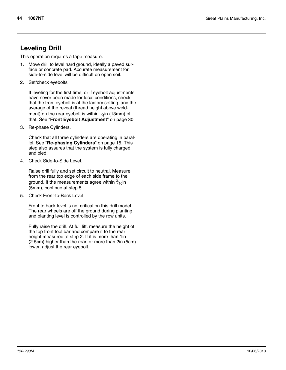 Leveling drill | Great Plains 1007NT Operator Manual User Manual | Page 48 / 88