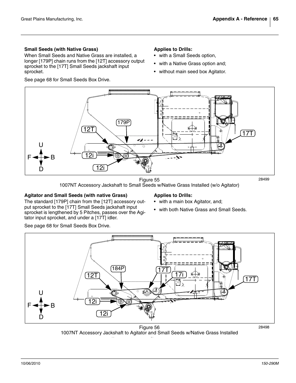 Small seeds (with native grass), Applies to drills, Agitator and small seeds (with native grass) | 12i 17t | Great Plains 1007NT Operator Manual User Manual | Page 69 / 88