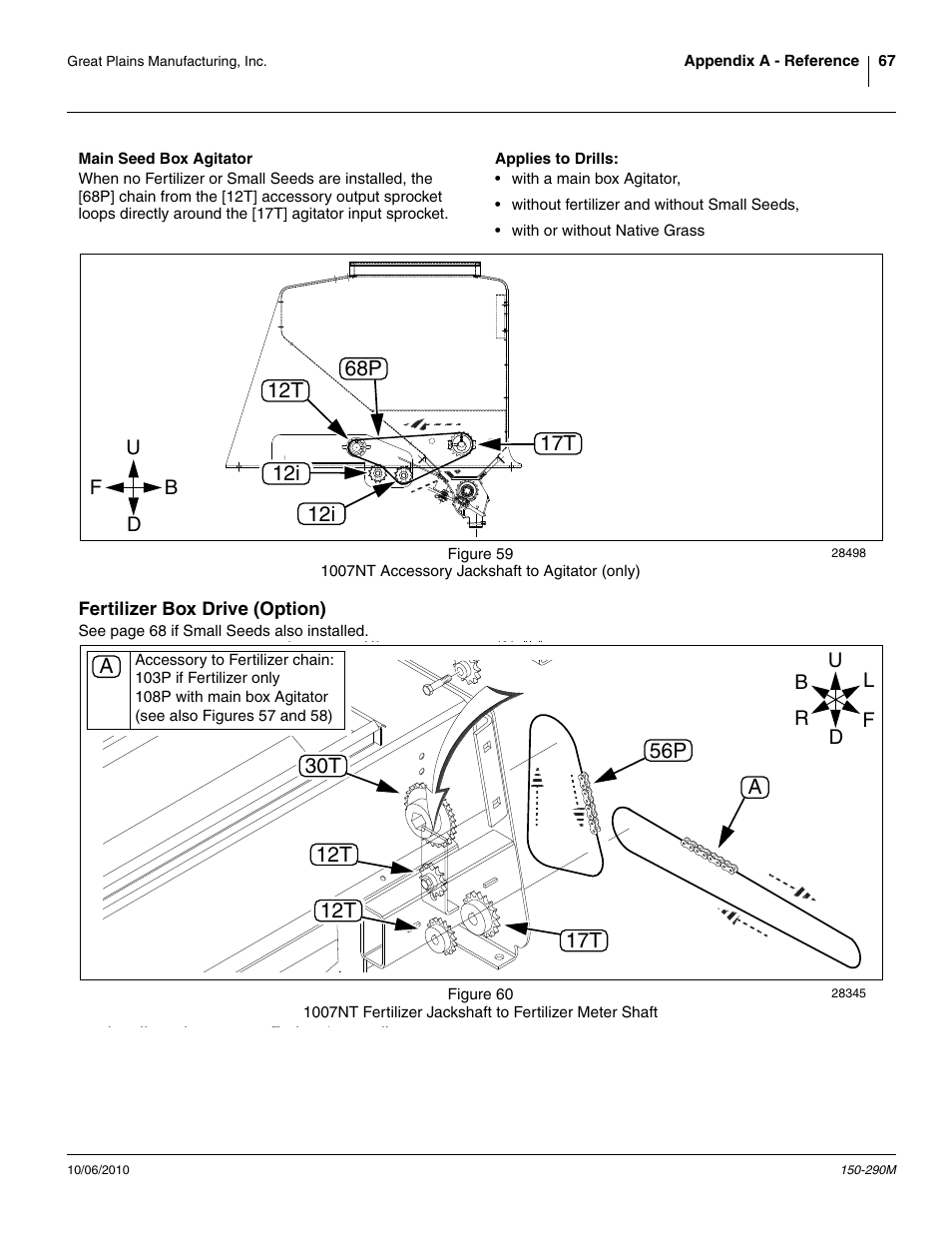 Main seed box agitator, Applies to drills, Fertilizer box drive (option) | Great Plains 1007NT Operator Manual User Manual | Page 71 / 88