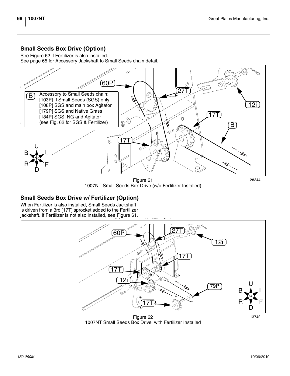 Small seeds box drive (option), Small seeds box drive w/ fertilizer (option) | Great Plains 1007NT Operator Manual User Manual | Page 72 / 88