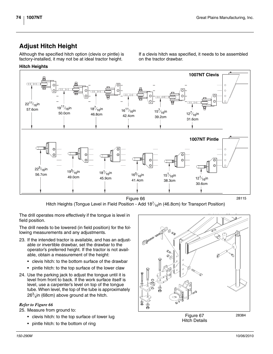 Adjust hitch height, Hitch heights | Great Plains 1007NT Operator Manual User Manual | Page 78 / 88