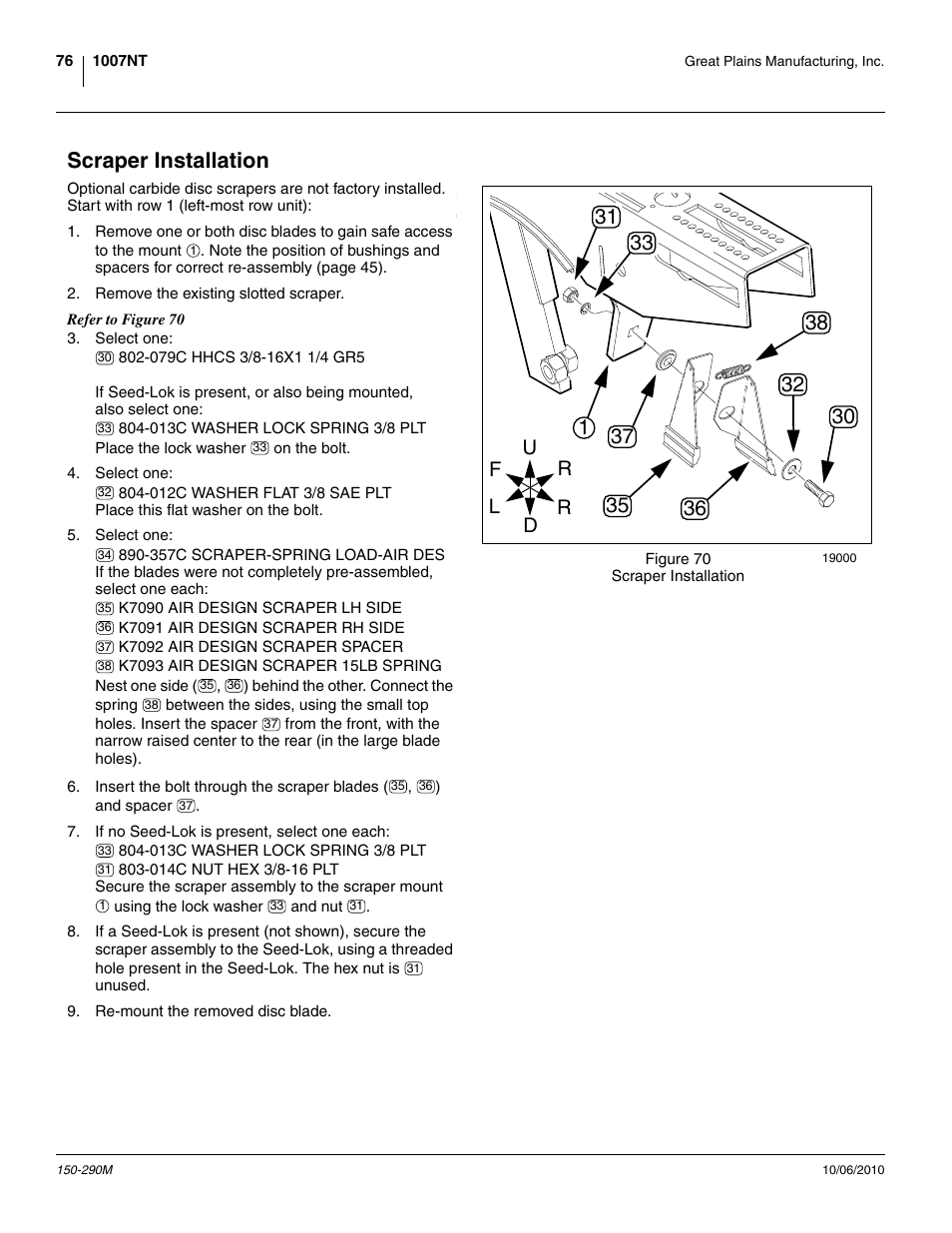 Scraper installation | Great Plains 1007NT Operator Manual User Manual | Page 80 / 88