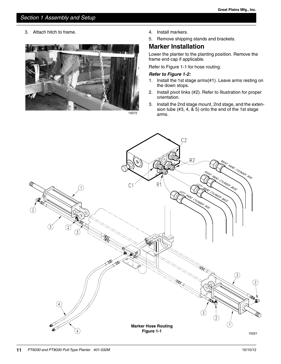 Marker installation | Great Plains PT8030 V1012 Operator Manual User Manual | Page 13 / 66