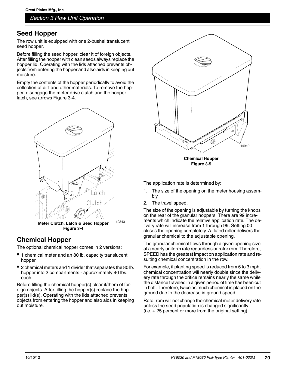 Seed hopper, Chemical hopper | Great Plains PT8030 V1012 Operator Manual User Manual | Page 22 / 66