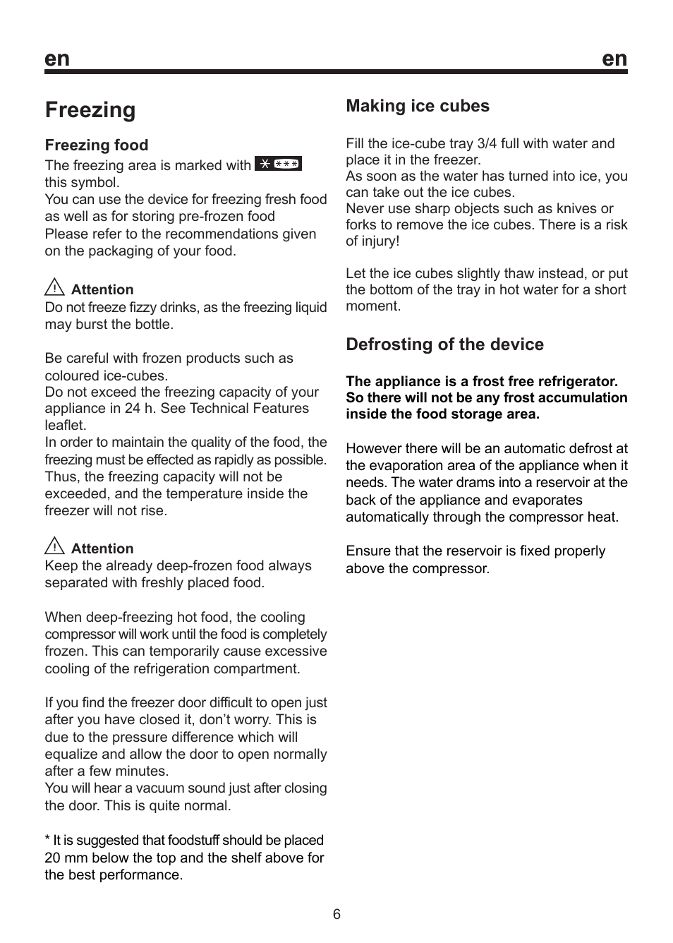 Freezing | Beko D 9459 NM User Manual | Page 10 / 14