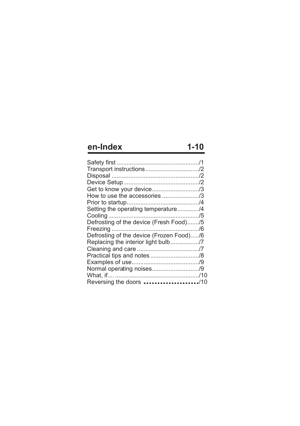 En-index 1-10 | Beko D 9459 NM User Manual | Page 2 / 14