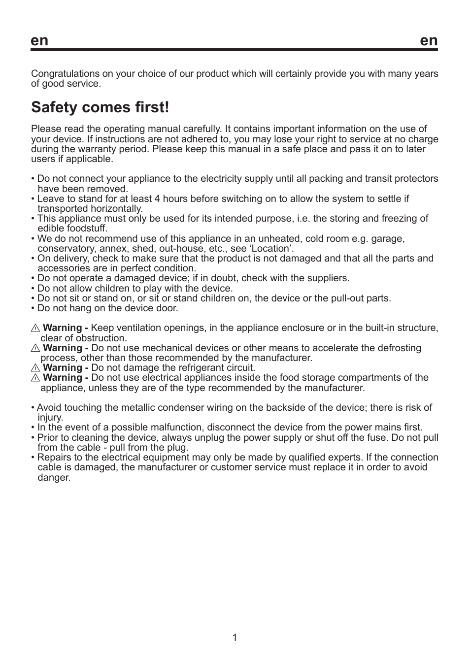 Safety comes first | Beko D 9459 NM User Manual | Page 5 / 14