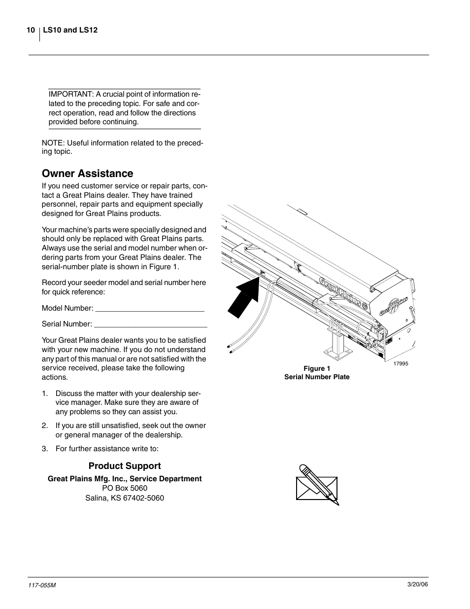 Owner assistance | Great Plains LS12 Operator Manual User Manual | Page 12 / 29