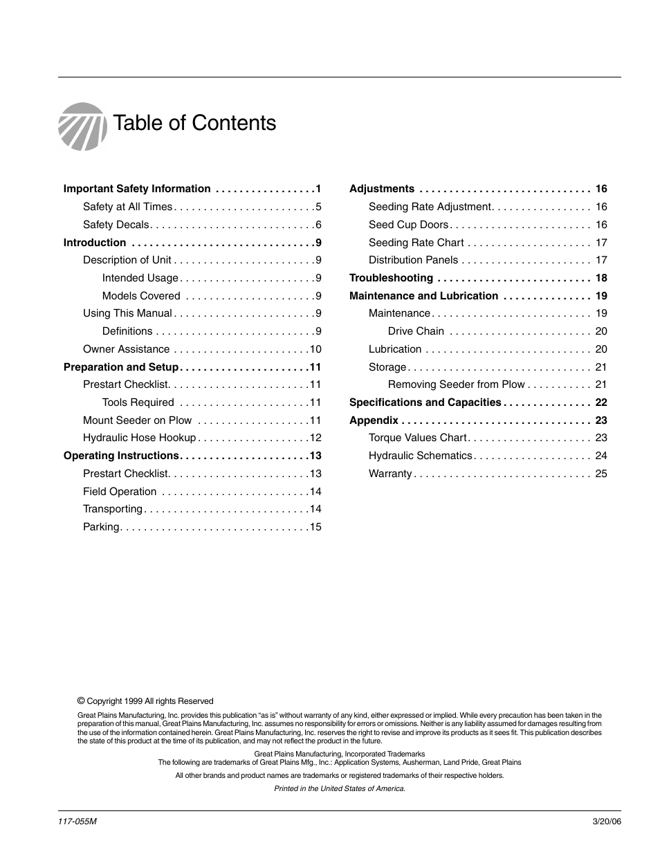 Great Plains LS12 Operator Manual User Manual | Page 2 / 29