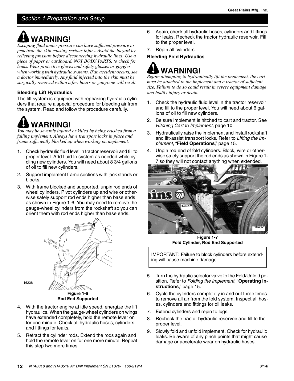 Warning | Great Plains NTA3010 Operator Manual User Manual | Page 14 / 39