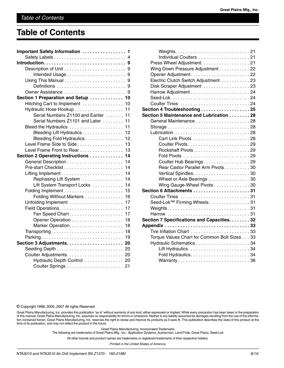Great Plains NTA3010 Operator Manual User Manual | Page 2 / 39