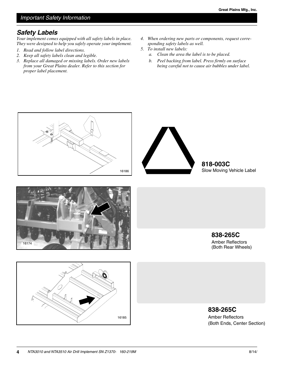 Safety labels, 003c, 265c | Great Plains NTA3010 Operator Manual User Manual | Page 6 / 39