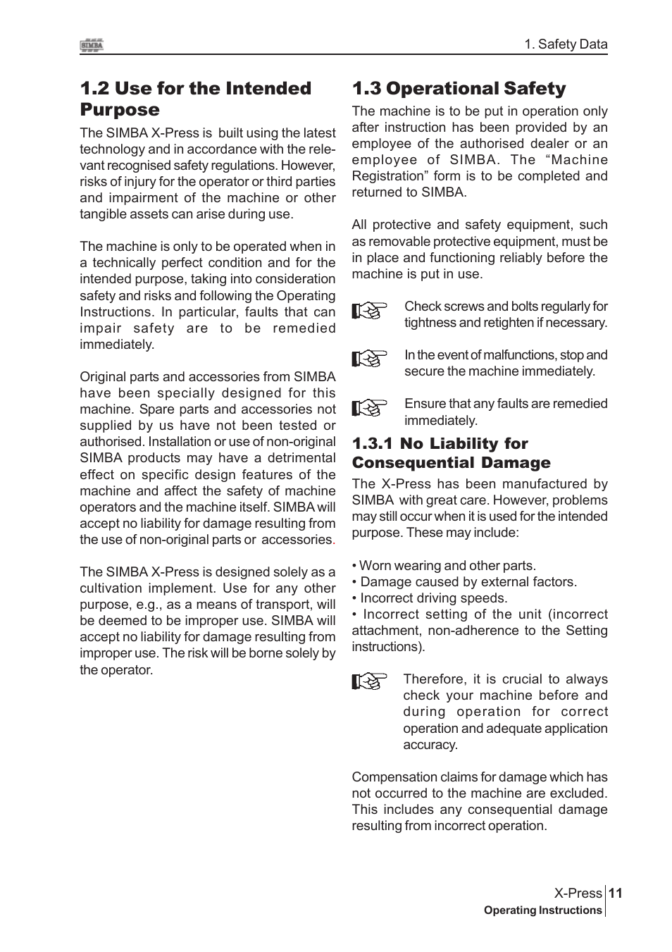 3 operational safety, 2 use for the intended purpose | Great Plains P15845 Serial No 18007975 User Manual | Page 11 / 38