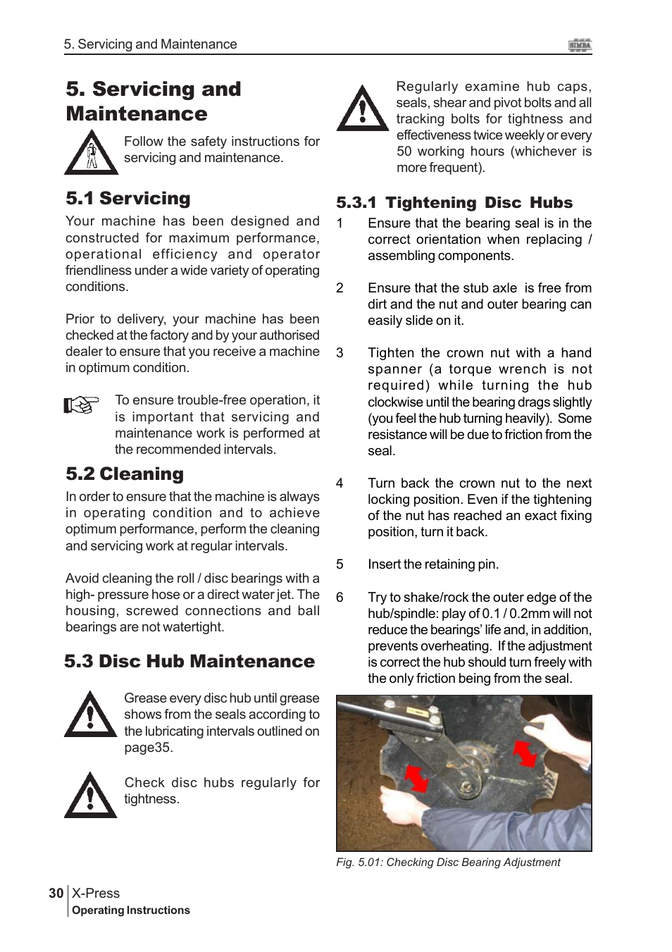 Servicing and maintenance, 1 servicing, 2 cleaning | 3 disc hub maintenance | Great Plains P15845 Serial No 18007975 User Manual | Page 30 / 38