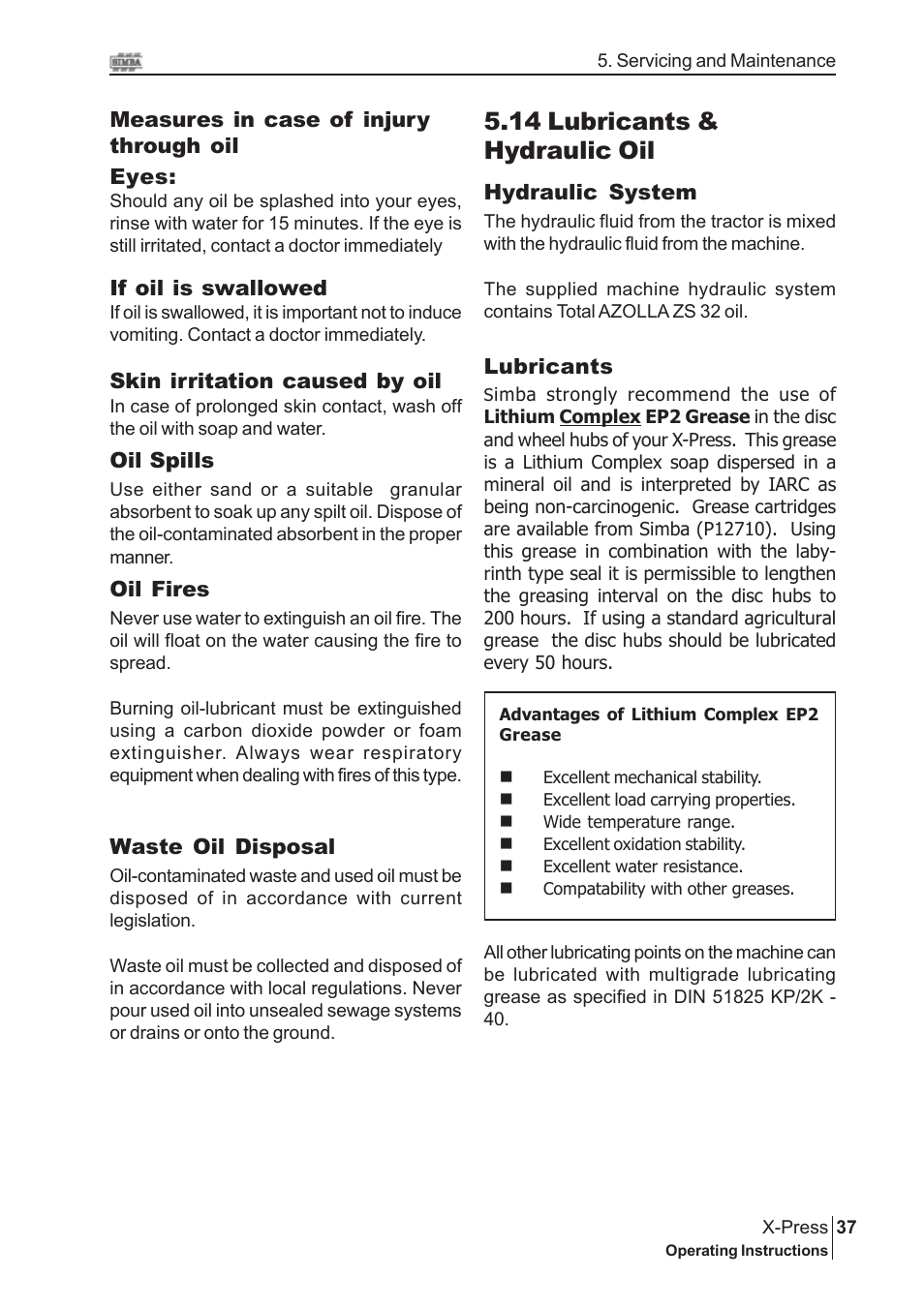 14 lubricants & hydraulic oil | Great Plains P15845 Serial No 18007975 User Manual | Page 37 / 38