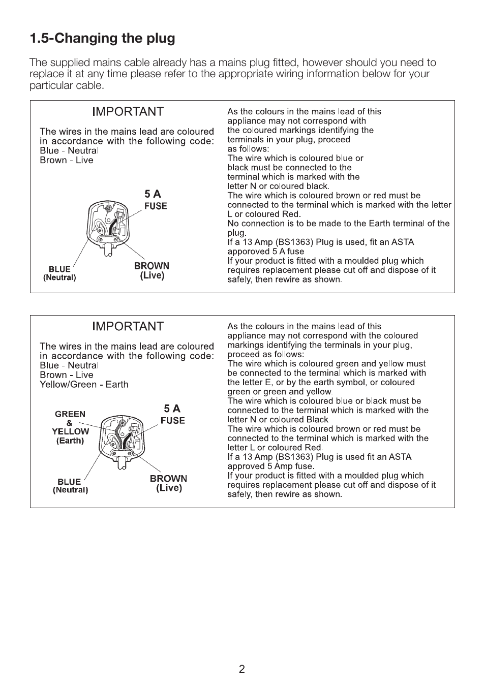 Changing the plug | Beko 37WLU530HID User Manual | Page 4 / 37
