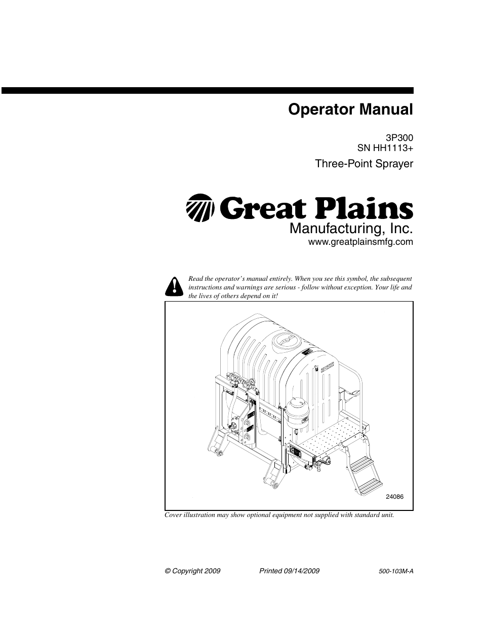 Great Plains 3P300 Operator Manual User Manual | 70 pages