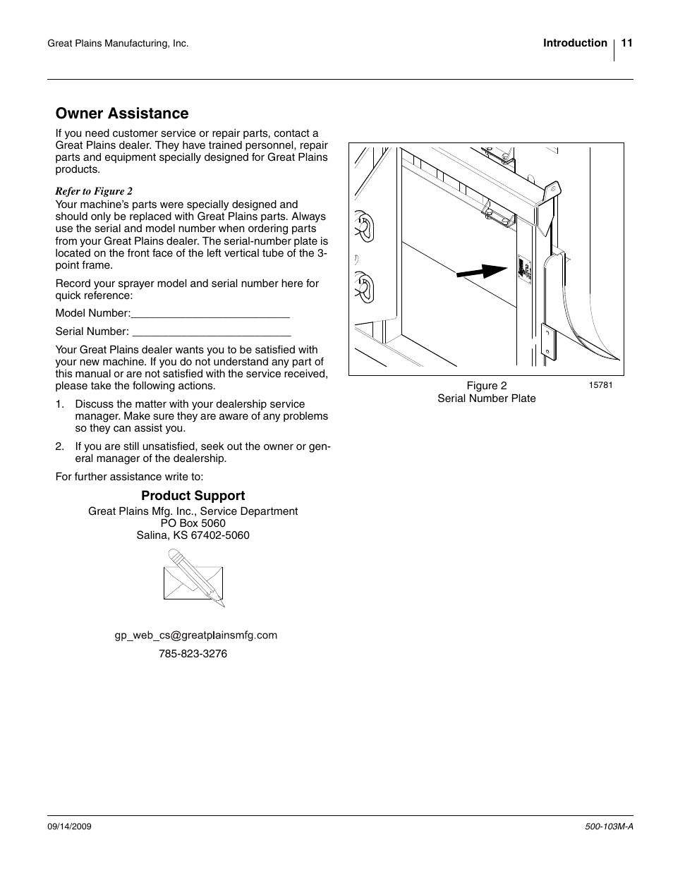 Owner assistance, Product support | Great Plains 3P300 Operator Manual User Manual | Page 15 / 70