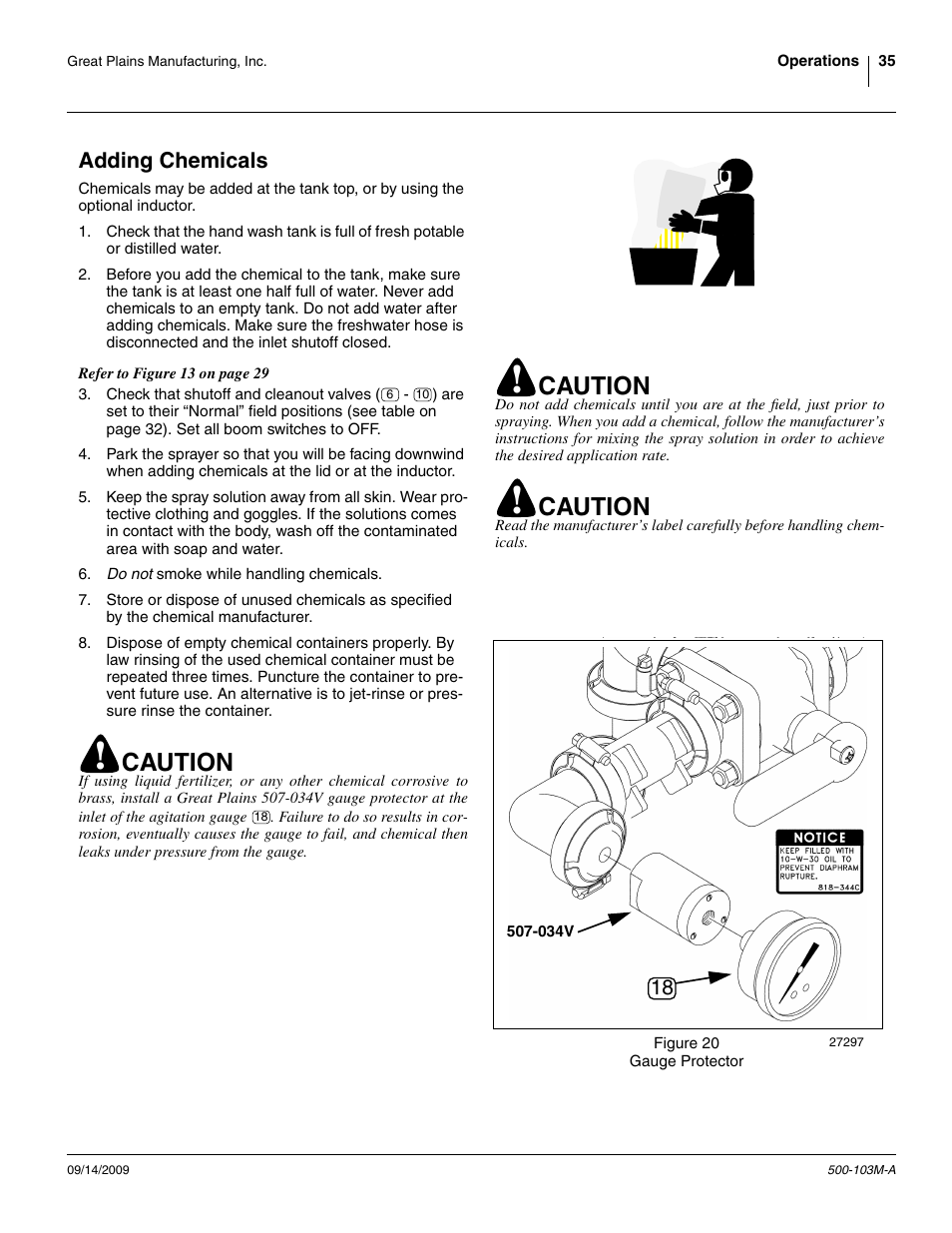Adding chemicals, Caution | Great Plains 3P300 Operator Manual User Manual | Page 39 / 70