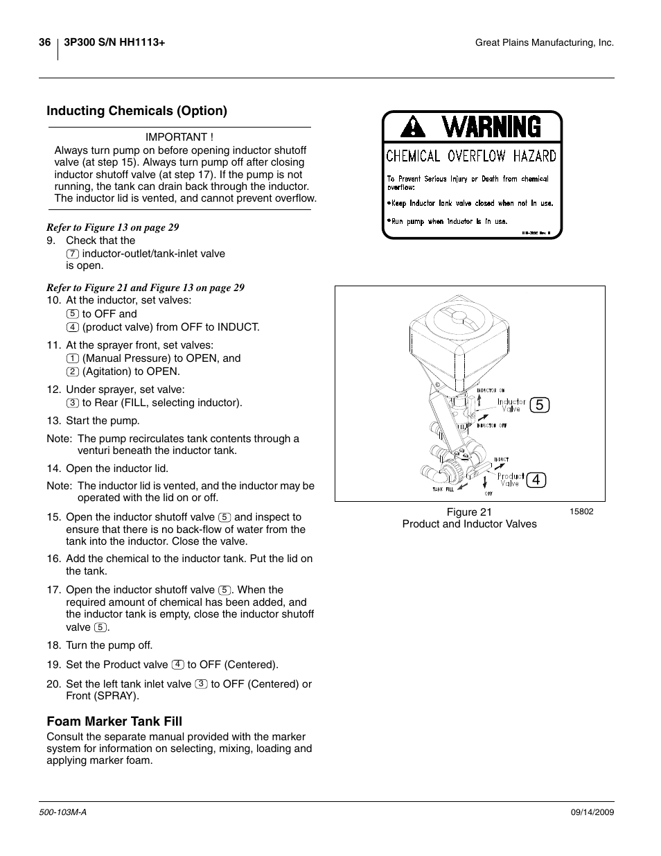 Inducting chemicals (option), Foam marker tank fill, Inducting chemicals (option) foam marker tank fill | Great Plains 3P300 Operator Manual User Manual | Page 40 / 70