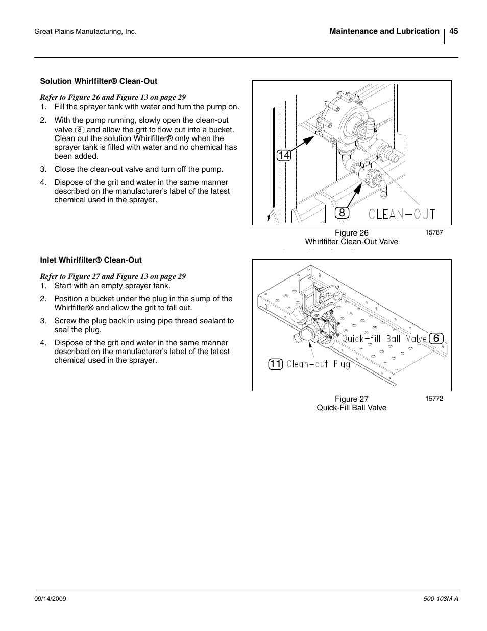 Solution whirlfilter® clean-out, Inlet whirlfilter® clean-out | Great Plains 3P300 Operator Manual User Manual | Page 49 / 70