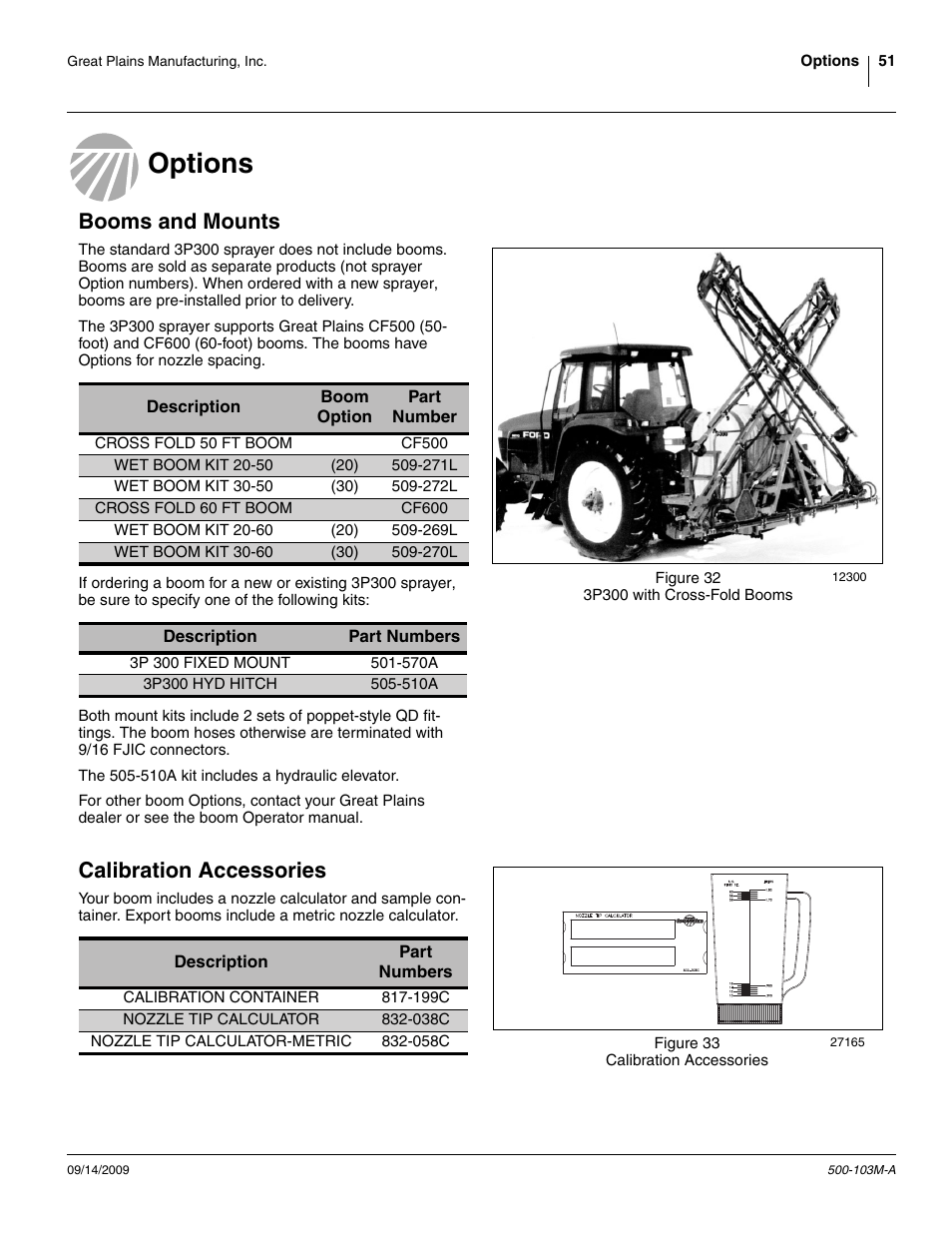 Options, Booms and mounts, Calibration accessories | Options booms and mounts calibration accessories | Great Plains 3P300 Operator Manual User Manual | Page 55 / 70