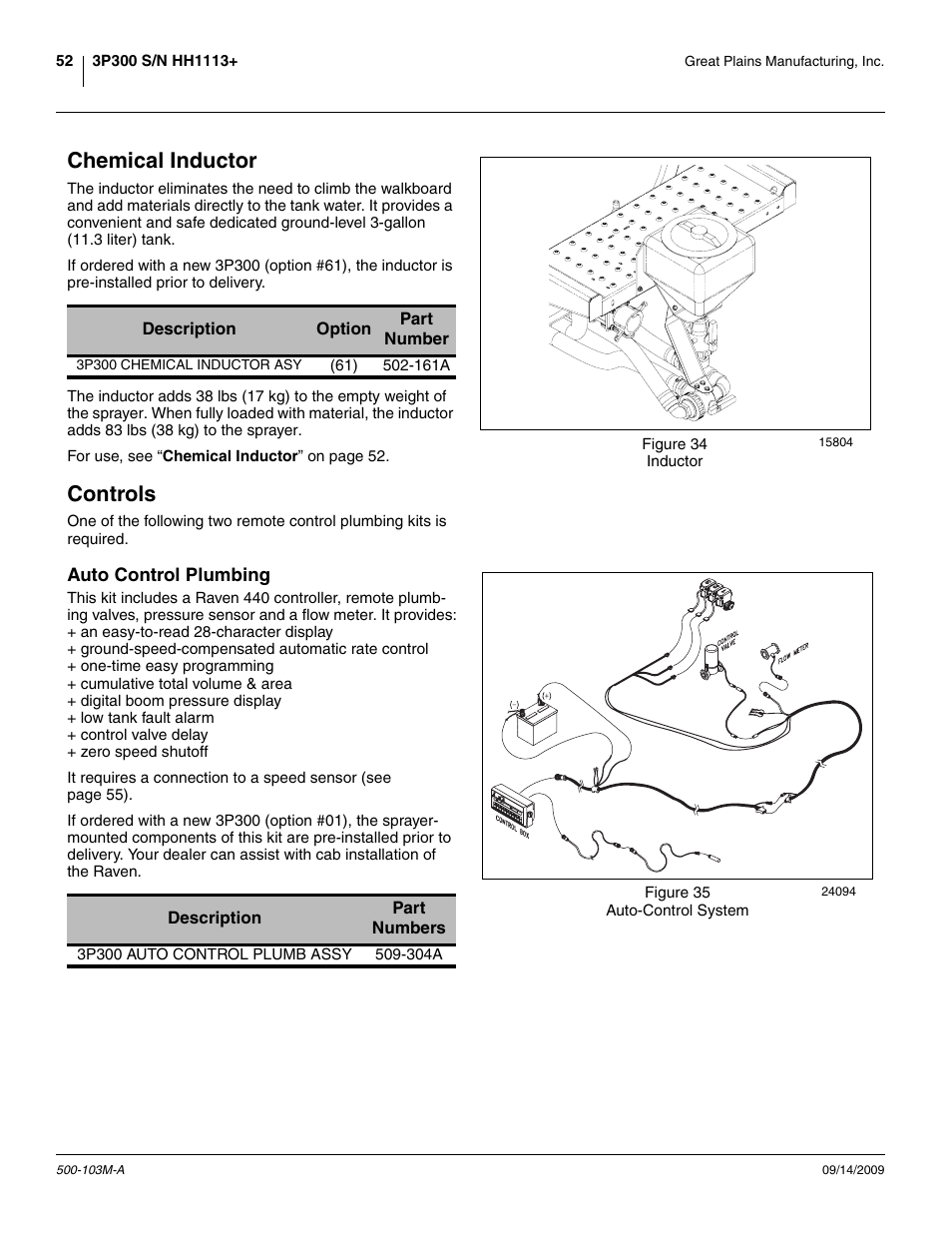 Chemical inductor, Controls, Auto control plumbing | Chemical inductor controls | Great Plains 3P300 Operator Manual User Manual | Page 56 / 70