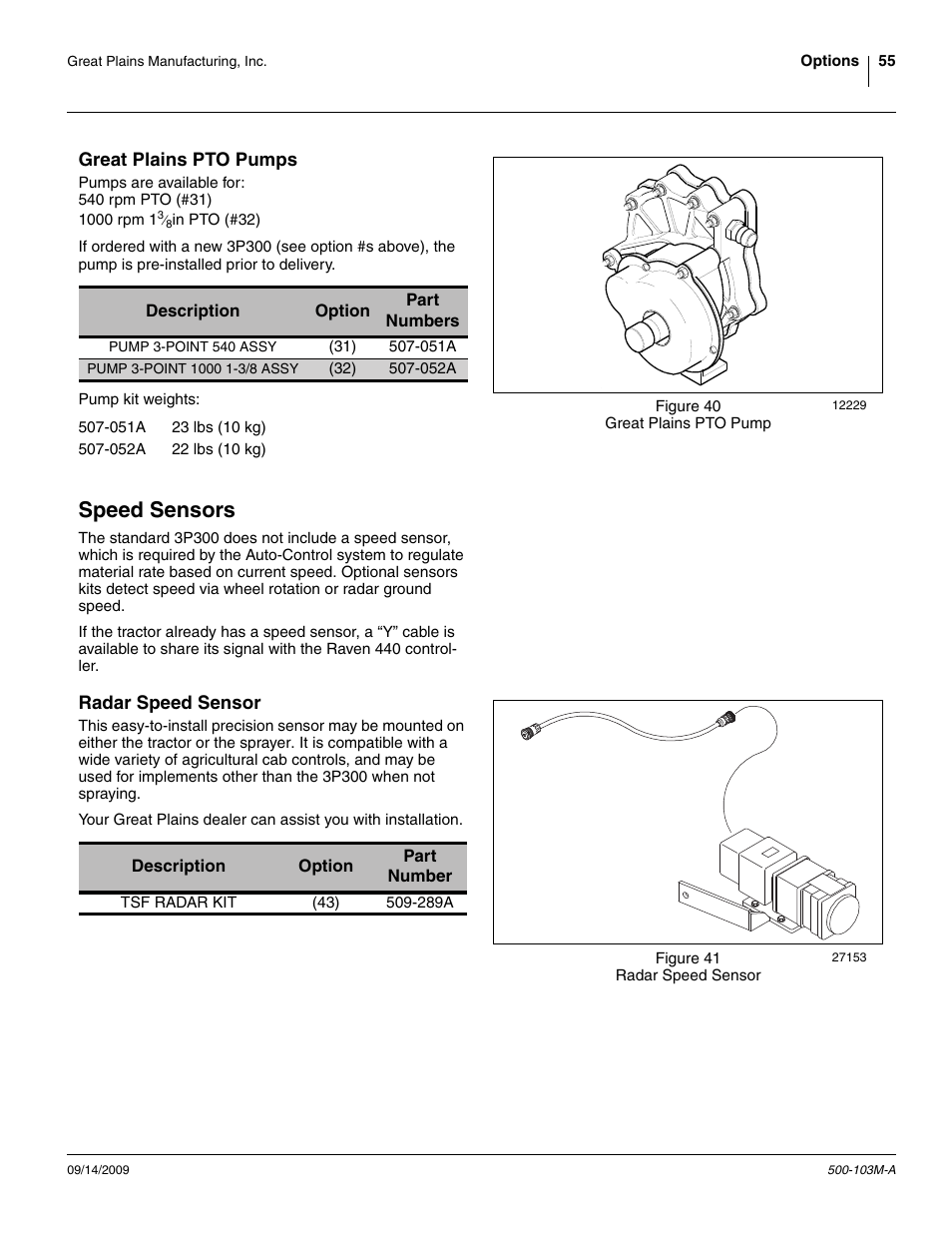 Great plains pto pumps, Speed sensors, Radar speed sensor | Great Plains 3P300 Operator Manual User Manual | Page 59 / 70
