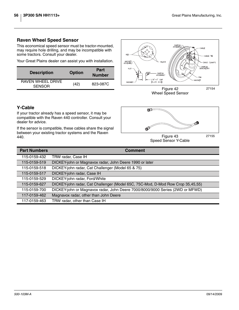 Raven wheel speed sensor, Y-cable, Raven wheel speed sensor y-cable | Great Plains 3P300 Operator Manual User Manual | Page 60 / 70