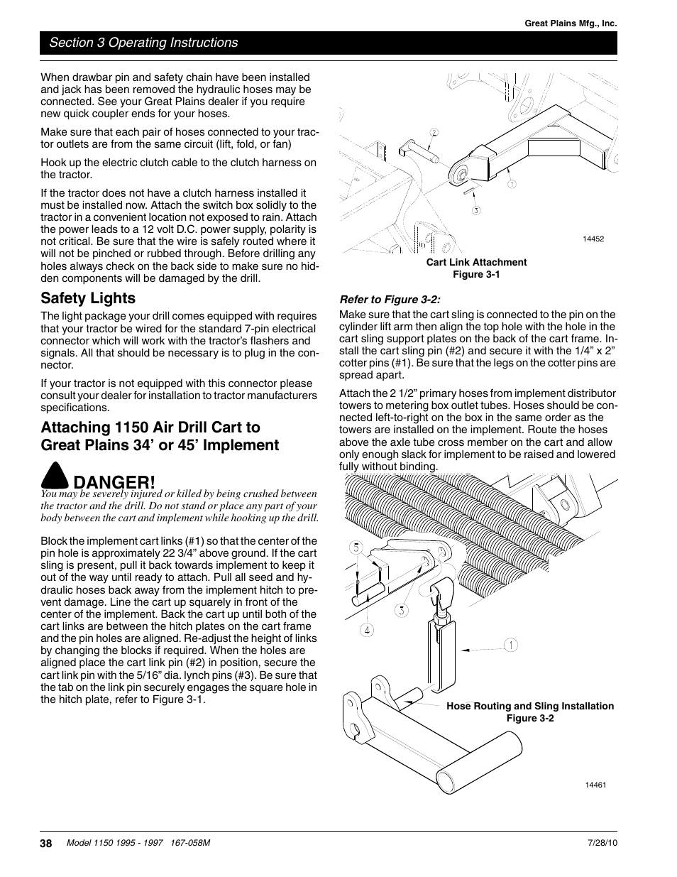Danger, Safety lights | Great Plains ADC1150 Operator Manual User Manual | Page 40 / 90
