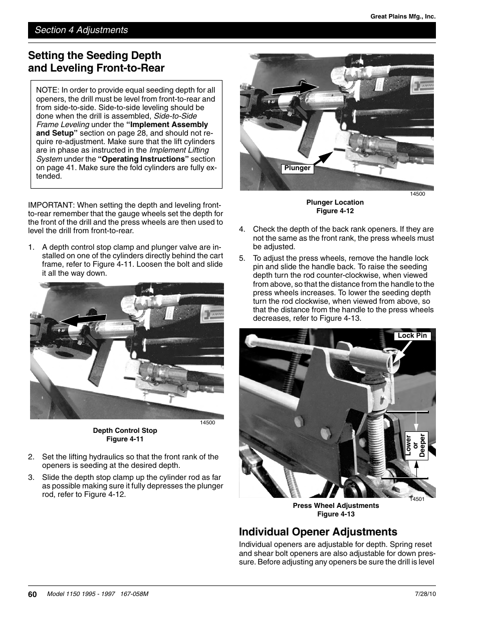 Individual opener adjustments | Great Plains ADC1150 Operator Manual User Manual | Page 62 / 90