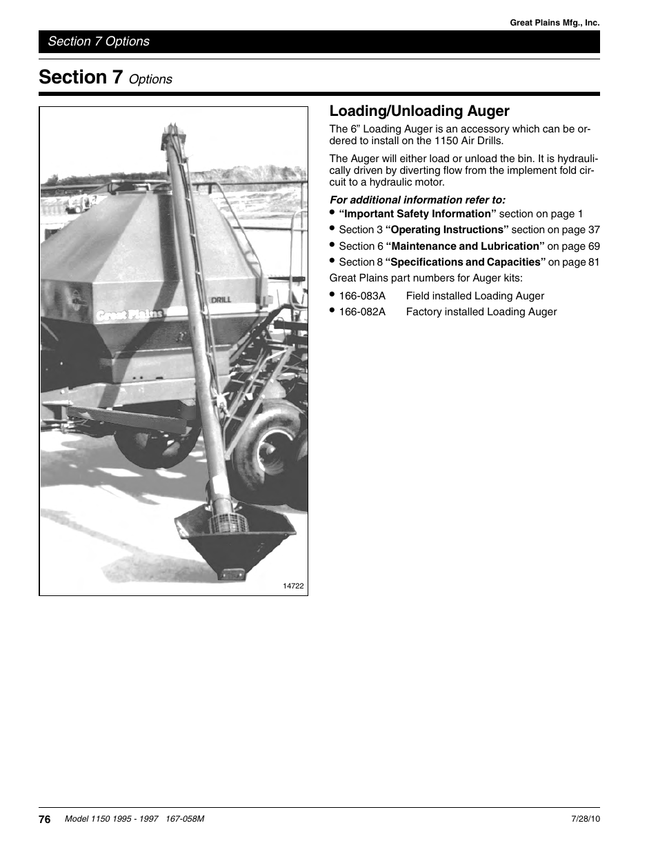 Loading/unloading auger | Great Plains ADC1150 Operator Manual User Manual | Page 78 / 90