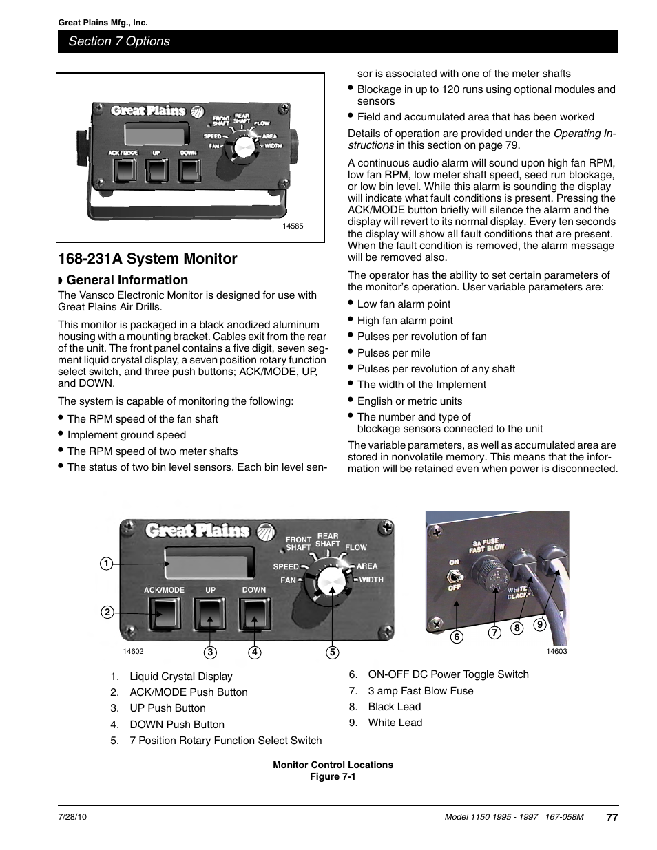 231a system monitor | Great Plains ADC1150 Operator Manual User Manual | Page 79 / 90