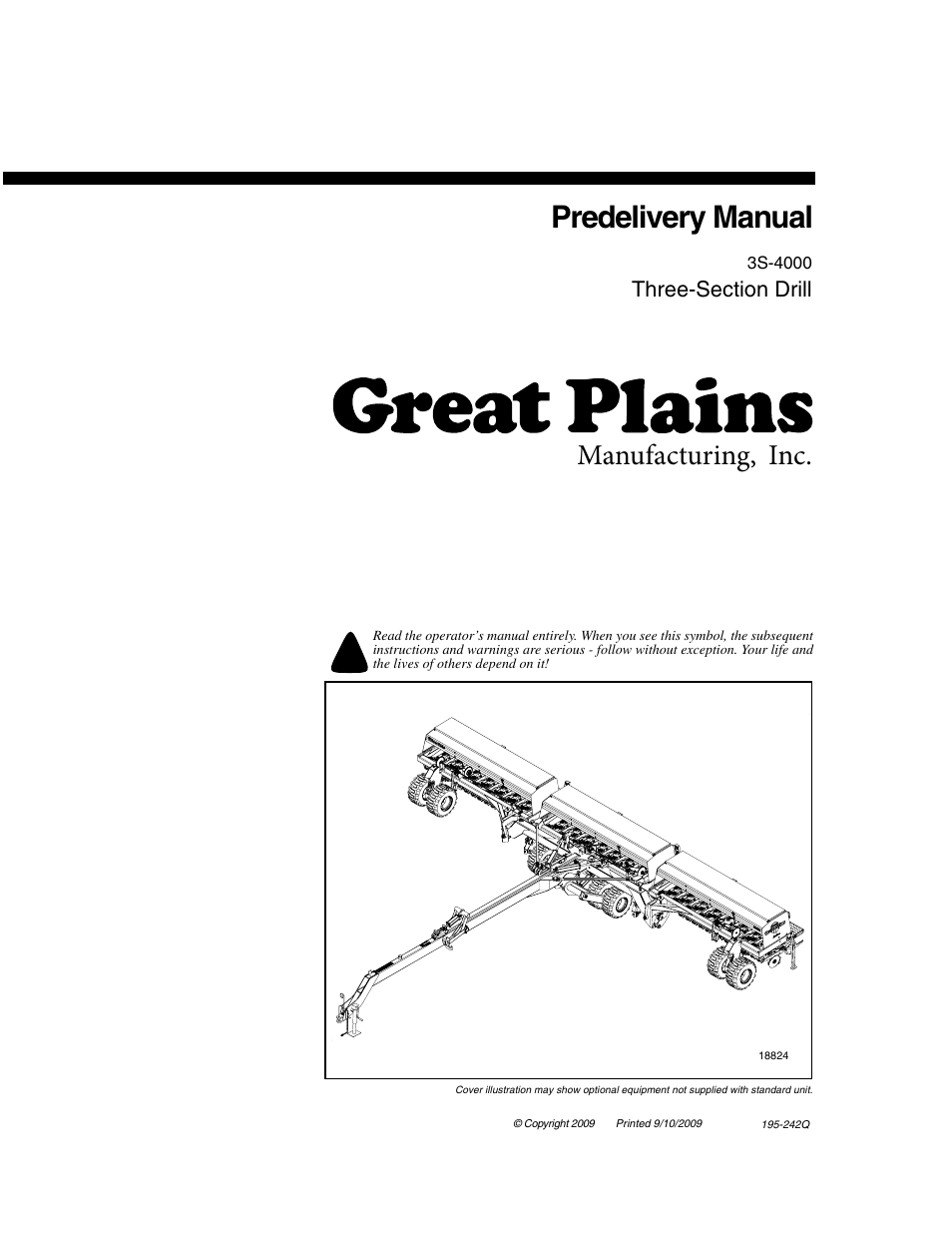 Great Plains 3S-4000F Predelivery Manual User Manual | 35 pages